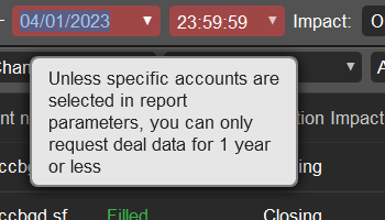 New Report Logics and Statistics in the Deals Application