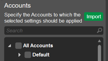 Importing Account List for Settings Transfer